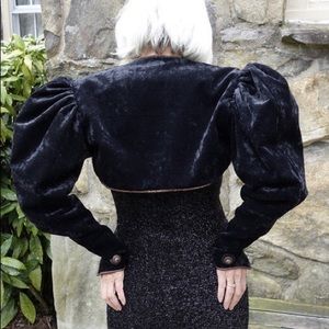 Black Velvet Shrug Bolero Puff Sleeves 